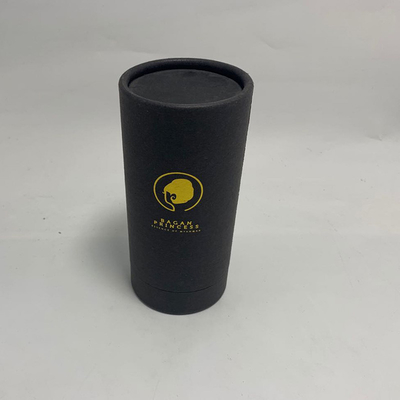 Black Card Cylindrical Paper Box Gold Hot Stamping Cardboard Cylinder Tubes